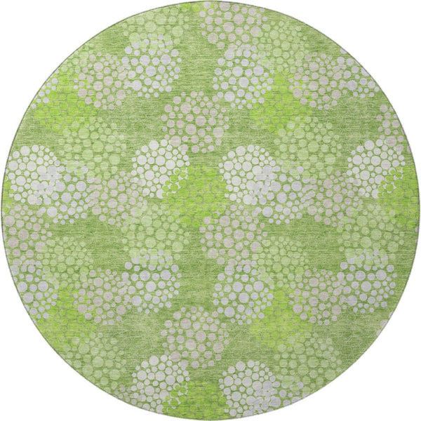 HomeRoots 8' Green and Ivory Polka Dot Washable Round Rug - Stylish, Durable, and UV-Protected for All Spaces! 672197
