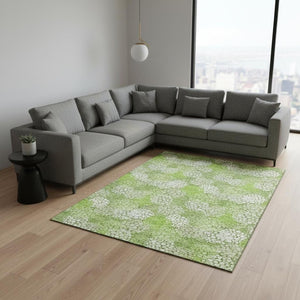 HomeRoots 8' X 10' Green and Ivory Polka Dot Area Rug - Washable, UV-Protected, Stain-Resistant for Home Use 672198