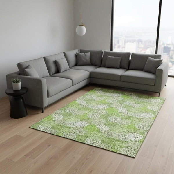 HomeRoots 8' X 10' Green and Ivory Polka Dot Area Rug - Washable, UV-Protected, Stain-Resistant for Home Use 672198