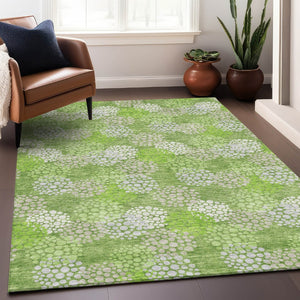 HomeRoots 8' X 10' Green and Ivory Polka Dot Area Rug - Washable, UV-Protected, Stain-Resistant for Home Use 672198