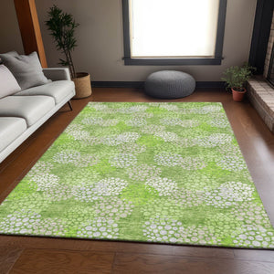 HomeRoots 8' X 10' Green and Ivory Polka Dot Area Rug - Washable, UV-Protected, Stain-Resistant for Home Use 672198