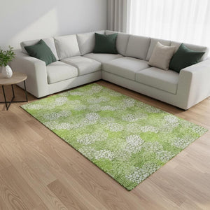 HomeRoots 9' X 12' Green and Ivory Polka Dot Washable Area Rug – Stylish, Stain Resistant with UV Protection! 672199
