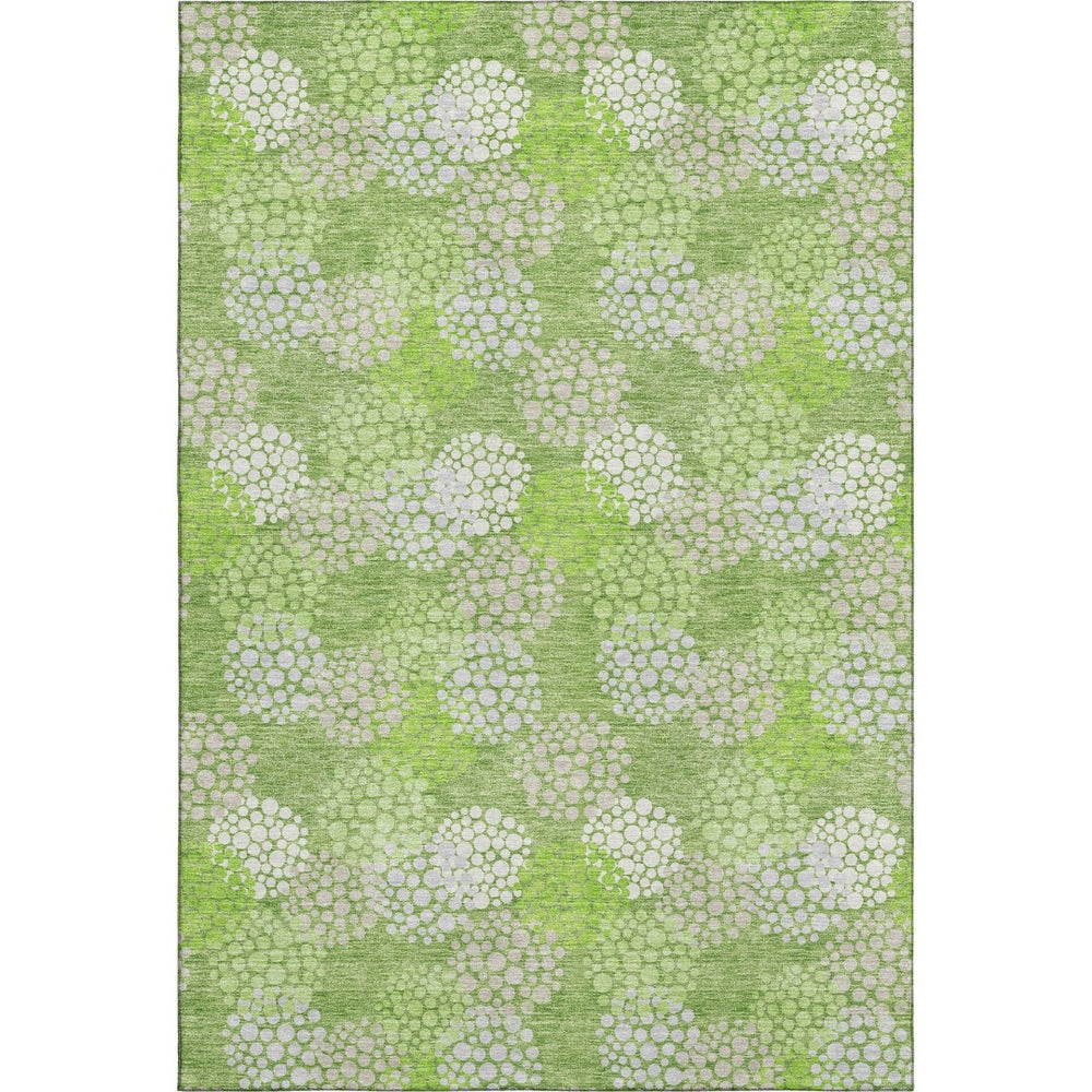 HomeRoots 9' X 12' Green and Ivory Polka Dot Washable Area Rug – Stylish, Stain Resistant with UV Protection! 672199