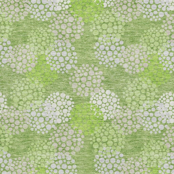 HomeRoots 9' X 12' Green and Ivory Polka Dot Washable Area Rug – Stylish, Stain Resistant with UV Protection! 672199