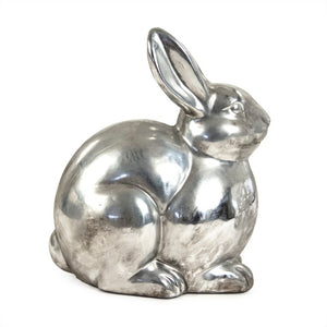 Zentique Metallic Silver Rabbit Accent Sculpture — Reflective Stoneware, Durable Modern Decor for Mantels & Gifts 6721XL A840