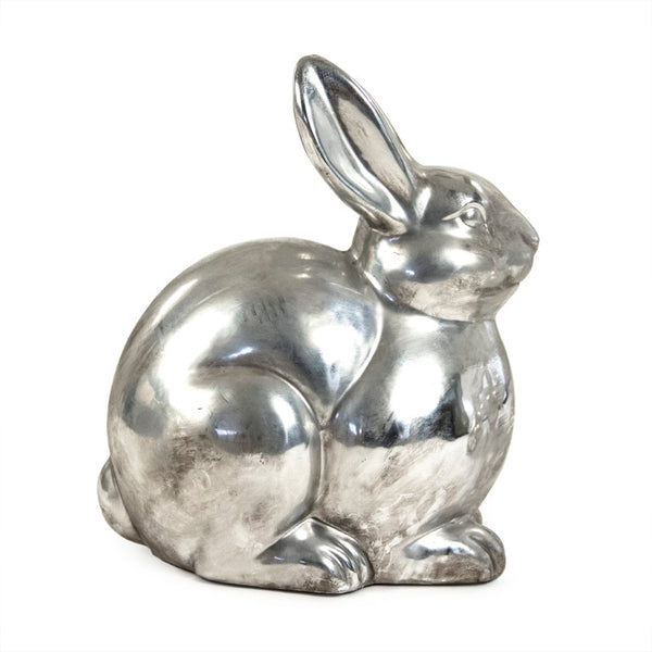 Zentique Metallic Silver Rabbit Accent Sculpture — Reflective Stoneware, Durable Modern Decor for Mantels & Gifts 6721XL A840
