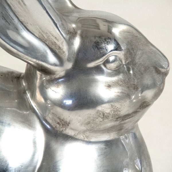 Zentique Metallic Silver Rabbit Accent Sculpture — Reflective Stoneware, Durable Modern Decor for Mantels & Gifts 6721XL A840