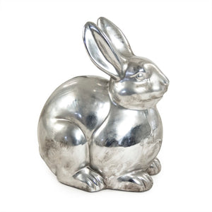 Zentique Metallic Silver Rabbit Accent Sculpture — Reflective Stoneware, Durable Modern Decor for Mantels & Gifts 6721XL A840