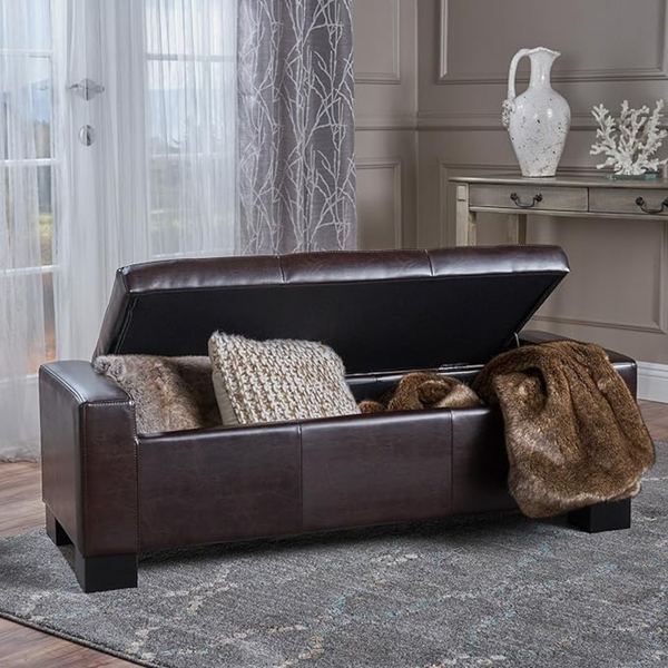 English Elm Large Tufted Upholstered Storage Bench with Hidden Compartment for Entryway or Bedroom 67220.00PUCHO