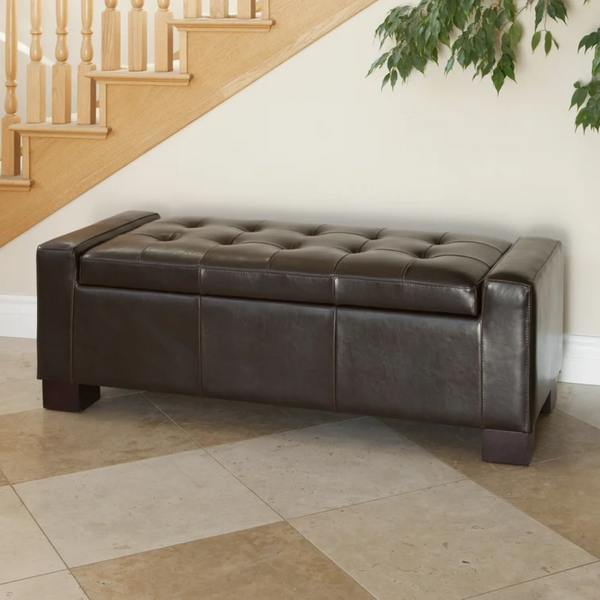 English Elm Large Tufted Upholstered Storage Bench with Hidden Compartment for Entryway or Bedroom 67220.00PUCHO