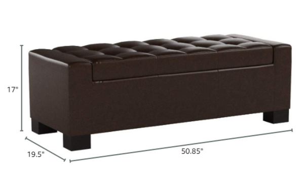 English Elm Large Tufted Upholstered Storage Bench with Hidden Compartment for Entryway or Bedroom 67220.00PUCHO