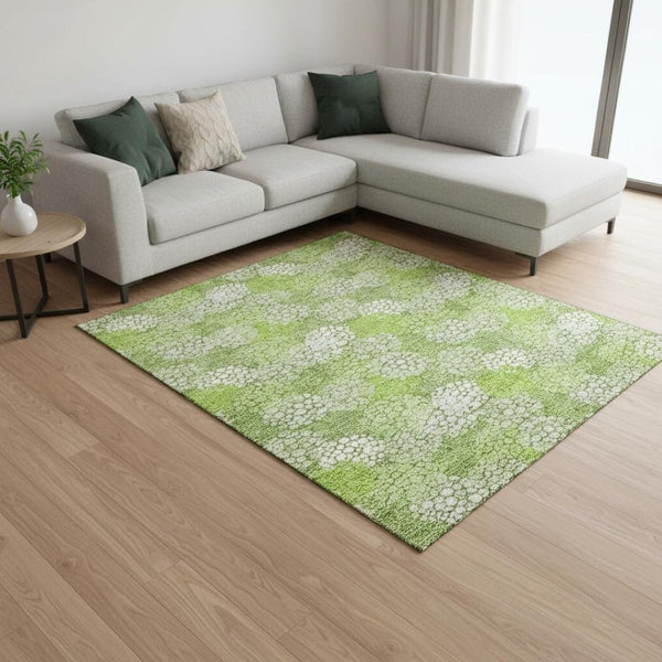 HomeRoots 10' Green and Ivory Polka Dot Washable Area Rug with UV Protection - Perfect for Busy Homes! 672200