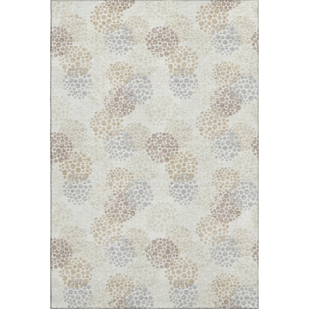 HomeRoots 8' X 10' Washable Ivory & Taupe Polka Dot Area Rug – Durable, UV-Protected, Perfect for Families! 672204