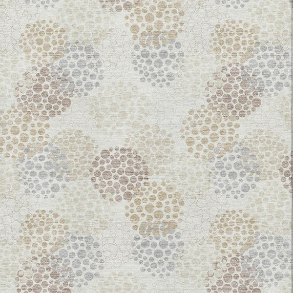 HomeRoots 8' X 10' Washable Ivory & Taupe Polka Dot Area Rug – Durable, UV-Protected, Perfect for Families! 672204