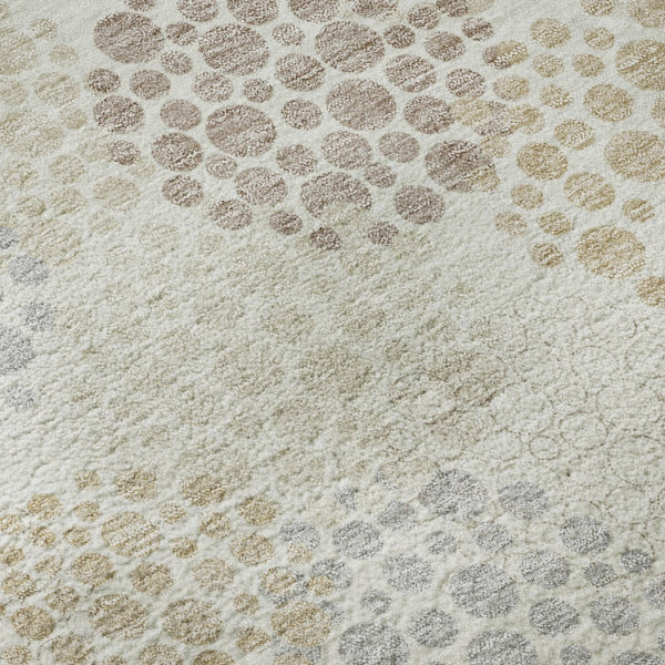 HomeRoots 9' X 12' Ivory Taupe Polka Dot Washable Area Rug with UV Protection for Stylish, High-Traffic Spaces 672205