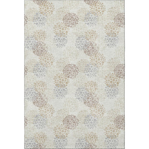 HomeRoots 9' X 12' Ivory Taupe Polka Dot Washable Area Rug with UV Protection for Stylish, High-Traffic Spaces 672205