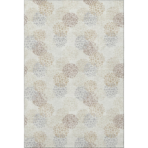 HomeRoots 9' X 12' Ivory Taupe Polka Dot Washable Area Rug with UV Protection for Stylish, High-Traffic Spaces 672205
