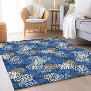 HomeRoots 8' X 10' Stylish Navy Blue Polka Dot Area Rug - Washable, UV Protected & Ideal for Busy Homes! 672210