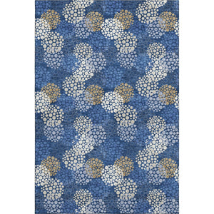 HomeRoots 8' X 10' Stylish Navy Blue Polka Dot Area Rug - Washable, UV Protected & Ideal for Busy Homes! 672210