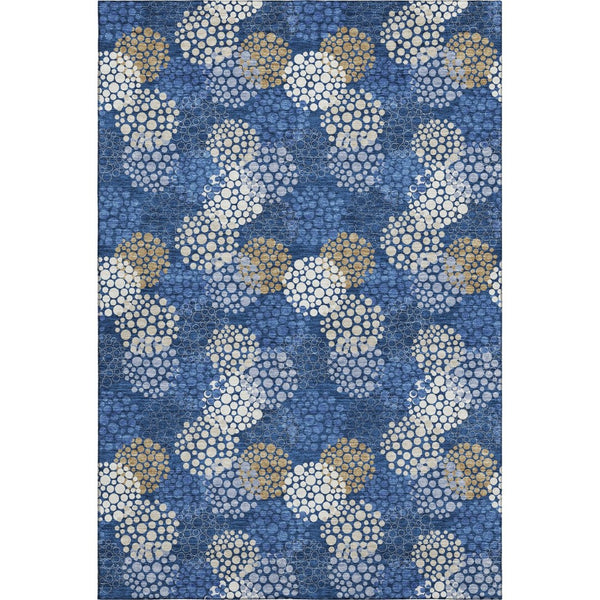 HomeRoots 8' X 10' Stylish Navy Blue Polka Dot Area Rug - Washable, UV Protected & Ideal for Busy Homes! 672210