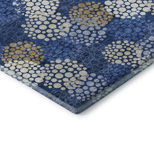 HomeRoots 8' X 10' Stylish Navy Blue Polka Dot Area Rug - Washable, UV Protected & Ideal for Busy Homes! 672210