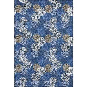 HomeRoots 8' X 10' Stylish Navy Blue Polka Dot Area Rug - Washable, UV Protected & Ideal for Busy Homes! 672210