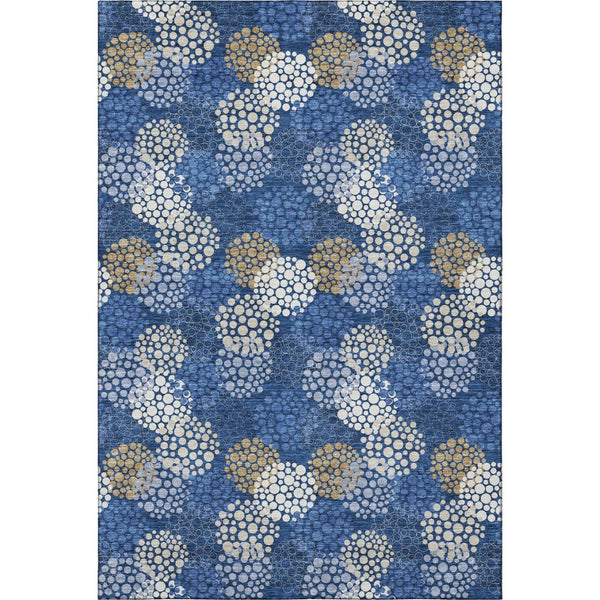 HomeRoots 8' X 10' Stylish Navy Blue Polka Dot Area Rug - Washable, UV Protected & Ideal for Busy Homes! 672210