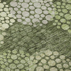 HomeRoots 8' Olive Green Polka Dot Round Rug - Washable, UV-Protected, Durable for Homes with Kids & Pets! 672215