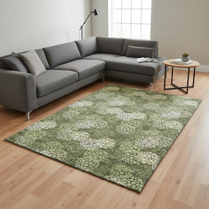 HomeRoots 8' X 10' Olive Green and Beige Polka Dot Area Rug - Washable, UV-Protected, Stylish for Every Space 672216