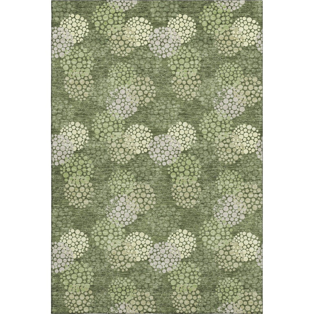 HomeRoots 8' X 10' Olive Green and Beige Polka Dot Area Rug - Washable, UV-Protected, Stylish for Every Space 672216