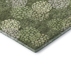 HomeRoots 8' X 10' Olive Green and Beige Polka Dot Area Rug - Washable, UV-Protected, Stylish for Every Space 672216