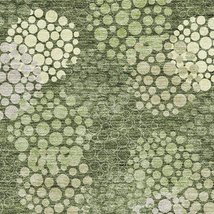 HomeRoots 8' X 10' Olive Green and Beige Polka Dot Area Rug - Washable, UV-Protected, Stylish for Every Space 672216