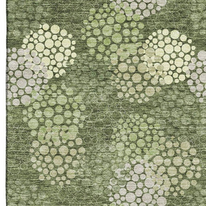 HomeRoots 8' X 10' Olive Green and Beige Polka Dot Area Rug - Washable, UV-Protected, Stylish for Every Space 672216