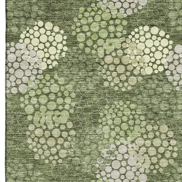 HomeRoots 8' X 10' Olive Green and Beige Polka Dot Area Rug - Washable, UV-Protected, Stylish for Every Space 672216