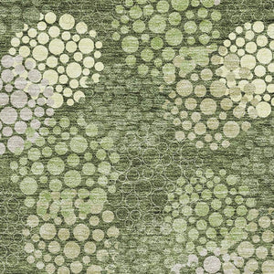 HomeRoots 10' Olive Green and Beige Polka Dot Area Rug - Washable, UV-Protected, Durable for Home & Patio 672218