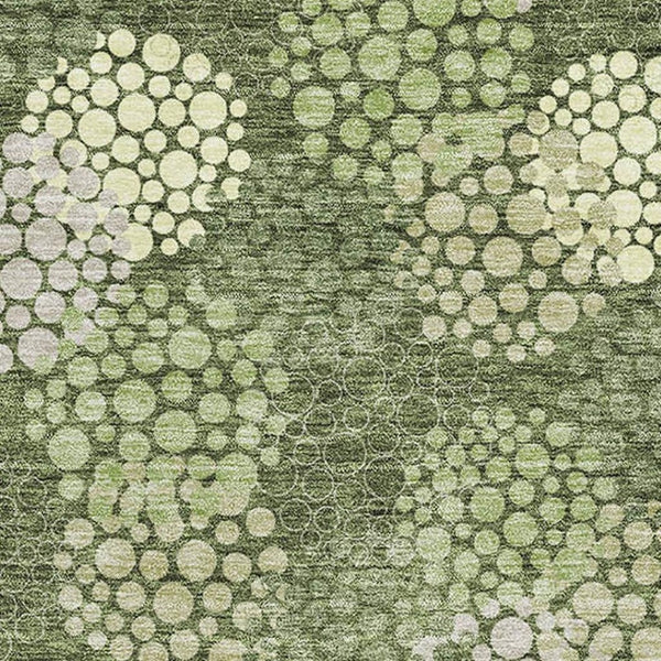 HomeRoots 10' Olive Green and Beige Polka Dot Area Rug - Washable, UV-Protected, Durable for Home & Patio 672218