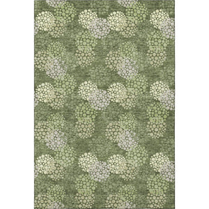 HomeRoots 10' Olive Green and Beige Polka Dot Area Rug - Washable, UV-Protected, Durable for Home & Patio 672218