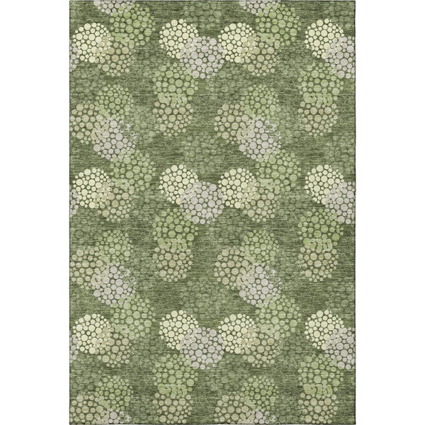 HomeRoots 10' Olive Green and Beige Polka Dot Area Rug - Washable, UV-Protected, Durable for Home & Patio 672218
