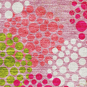 HomeRoots 8' X 10' Washable Polka Dot Area Rug in Pink, Green & Ivory – Stain Resistant & UV Protected! 672222