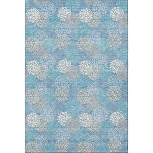 HomeRoots 5' X 8' Washable Sky Blue Polka Dot Area Rug with UV Protection – Perfect for Homes, Nurseries & Patios! 672226