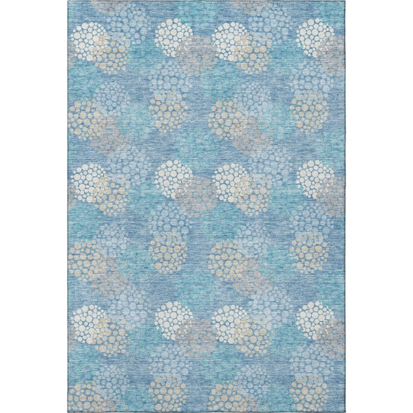 HomeRoots 5' X 8' Washable Sky Blue Polka Dot Area Rug with UV Protection – Perfect for Homes, Nurseries & Patios! 672226