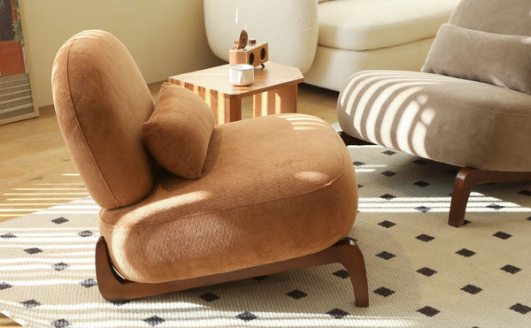 English Elm Cute Barrel Velvet Accent Chair Armless Solid Wood Legs Cozy Reading Nook Seat Caramel W2105P412977