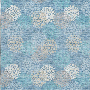 HomeRoots 8' X 10' Sky Blue, Ivory & Beige Polka Dot Washable Area Rug - Durable, Stylish & Easy Care Solution 672228