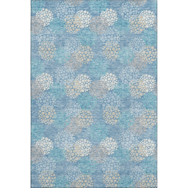 HomeRoots 9' X 12' Washable Sky Blue Polka Dot Area Rug with UV Protection - Perfect for Family Spaces! 672229