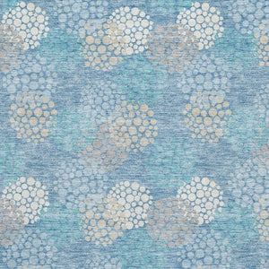 HomeRoots 9' X 12' Washable Sky Blue Polka Dot Area Rug with UV Protection - Perfect for Family Spaces! 672229