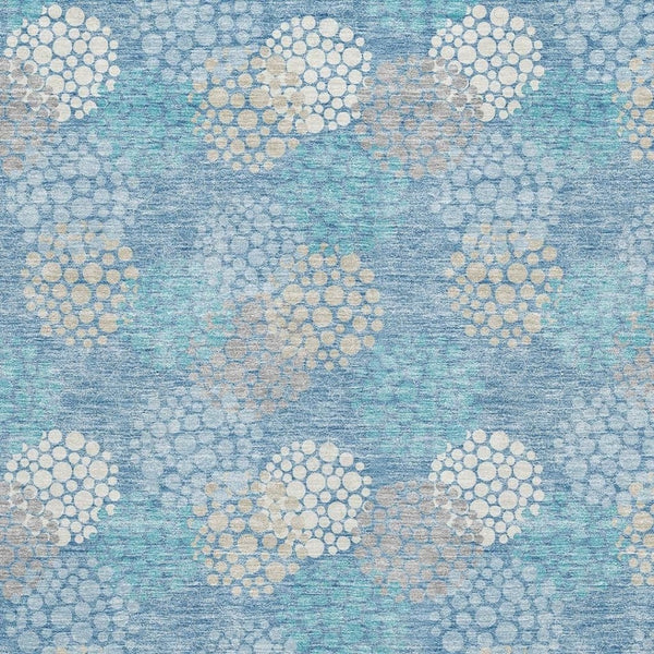 HomeRoots 9' X 12' Washable Sky Blue Polka Dot Area Rug with UV Protection - Perfect for Family Spaces! 672229