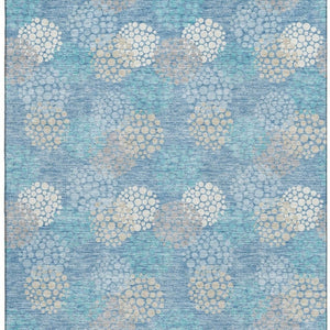 HomeRoots 9' X 12' Washable Sky Blue Polka Dot Area Rug with UV Protection - Perfect for Family Spaces! 672229