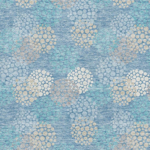 HomeRoots 10' Sky Blue Polka Dot Washable Area Rug with UV Protection – Perfect for Living Rooms & Playrooms! 672230