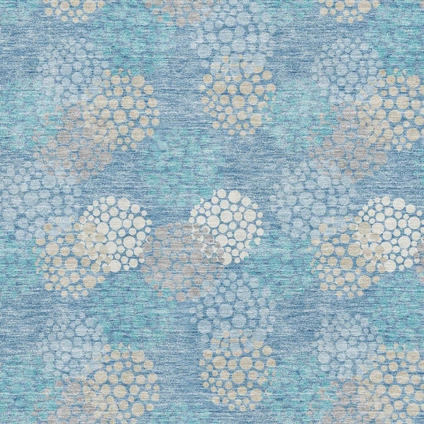 HomeRoots 10' Sky Blue Polka Dot Washable Area Rug with UV Protection – Perfect for Living Rooms & Playrooms! 672230