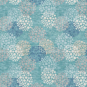 HomeRoots 8' X 10' Playful Teal Ivory Beige Polka Dot Area Rug – Washable, UV Protected, Perfect for Any Room! 672234